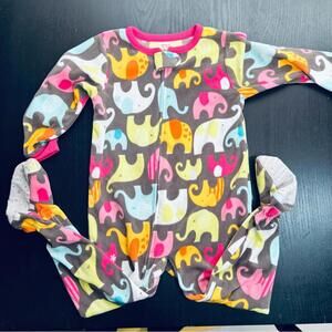 Carter's Pink and Yellow Footies with Playful Elephant Print